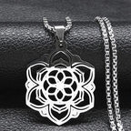 Buddhism Meditation Buddha Yoga Pendant Necklace Stainless Steel Tree of Life Buddhist Chakras Reiki Chain Jewelry Collar