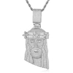 Crown Jesus Pendant Necklace Iced Out 3D
