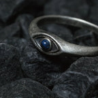 Silver Lapis lazuli vintage Simple ethnic style horse-eye pointed blue rings Unisex version for trend Party banquet Jewelry gift