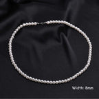 Rhombus Pearl Bead Chain Necklace — SS