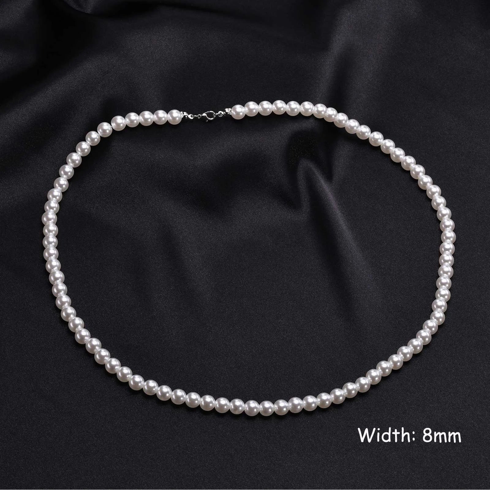 Rhombus Pearl Bead Chain Necklace — SS