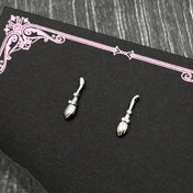 Silver-Tone Zircon Magic Wand Pen Stud Earrings