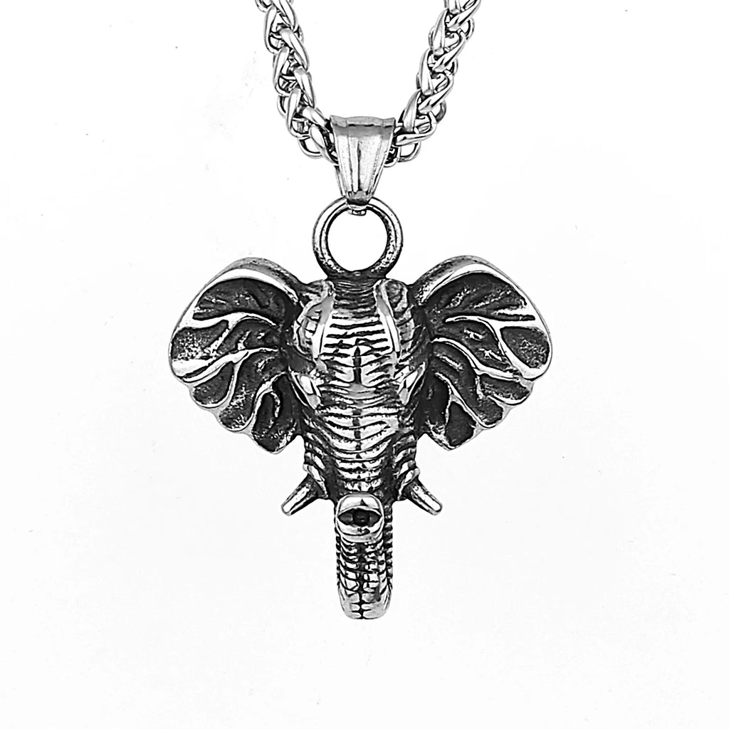Retro Exaggerated Elephant Pendant Men's Fashion Animal Elephant 316L Stainless Steel Pendant Necklace Gift Jewelry Wholesale