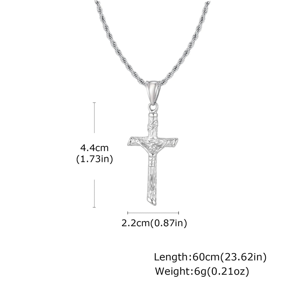 Stainless Steel Catholic Cross Necklace for Men,St. Benedict's Catholic Crucifix Pendant Necklace,Religion Gothic