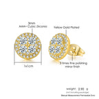 Iced Out Round Stud Earrings — Gold