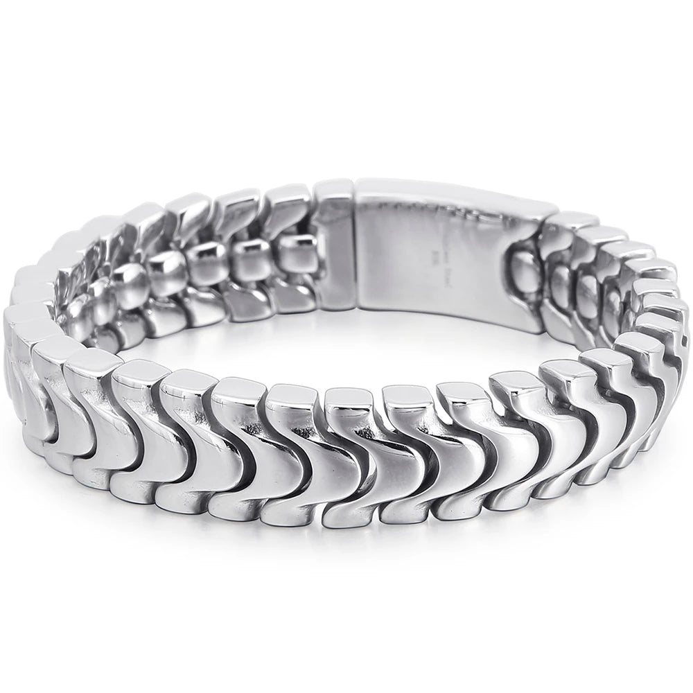 High Polished Shiny Stainless Steel Chain Bracelet for Man Luxury Birthday Jewelry Gifts for Him Dad Logo/Name Engraved