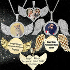 Angel Wings Photo Pendant Necklace Iced Out