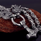 Nordic Celtic Wolf Men's Necklace Pendant Viking Wolf Head Stainless Steel Pendant Scandinavian Rune Amulet Jewelry