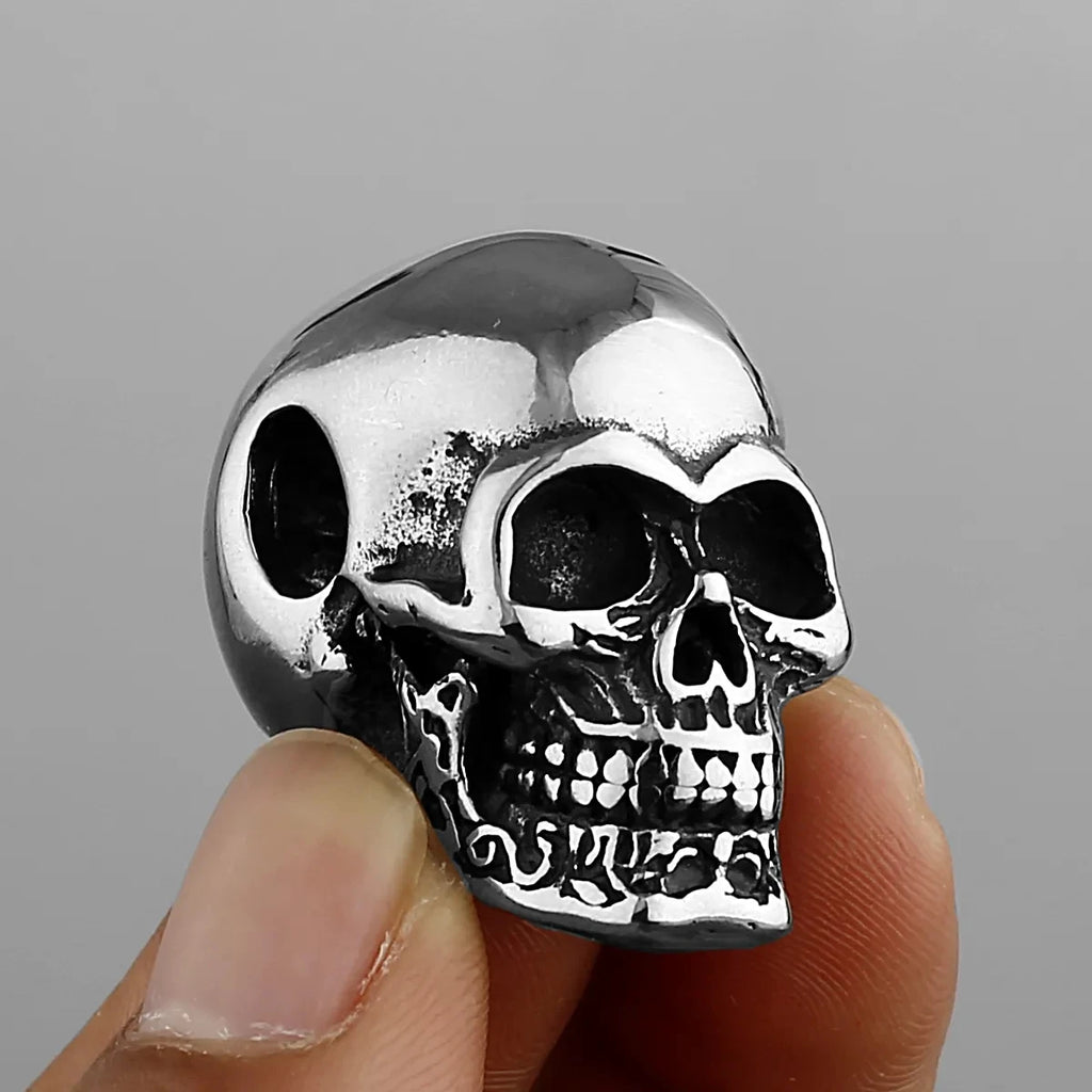 Black Gothic Skull Pendant Necklace — Stainless