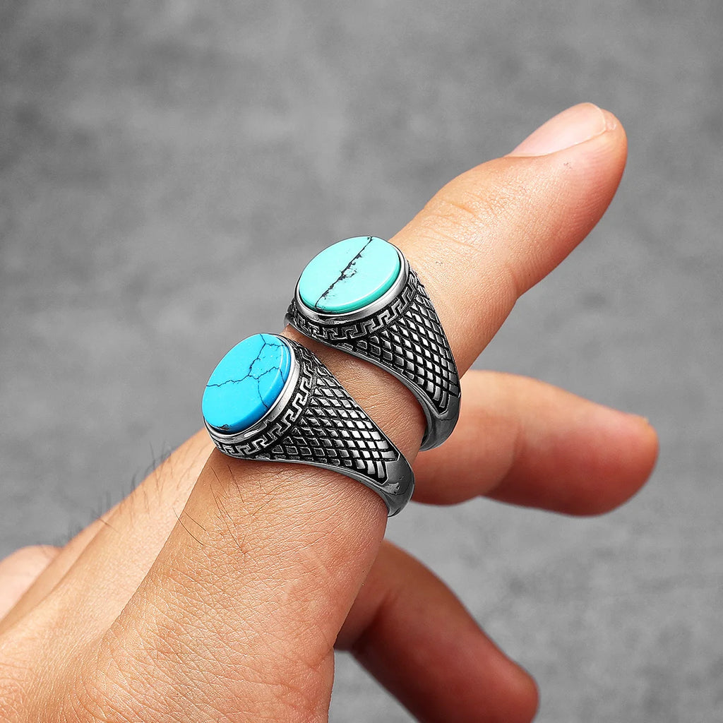 Turquoise Stone Ring Stainless Steel Minimal