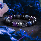 Block Volcanic Lava Stone Bracelet Men Black Classic Matte Obisidian Labradorite Bead Jewelry Women Birthday Gift for