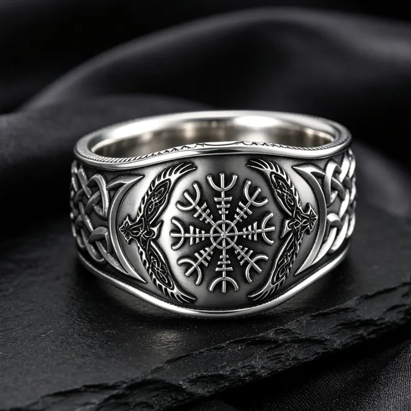 Nordic Viking Compass Shape Ring — Zinc Alloy