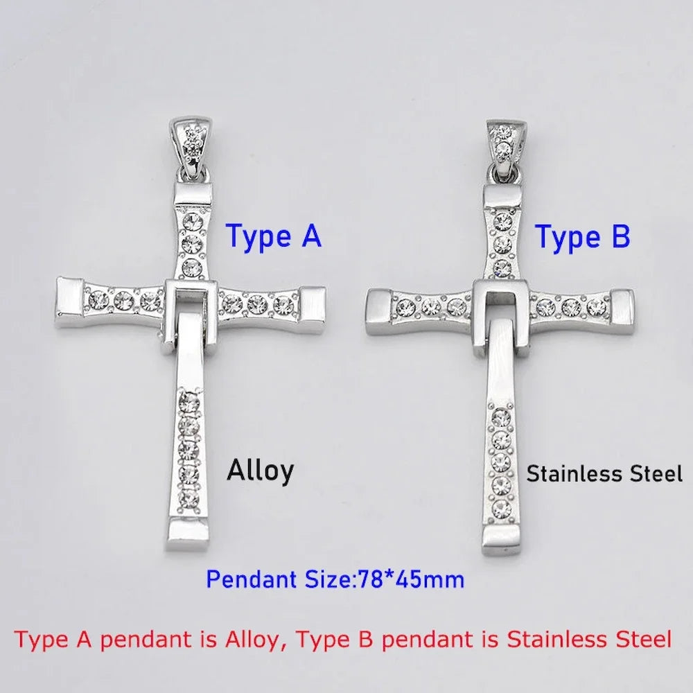 60cm Length Stainless Steel Pendant Necklace Solid 78*45mm Big Size Cross Men Waterproof Neck Jewelry Drop Shipping