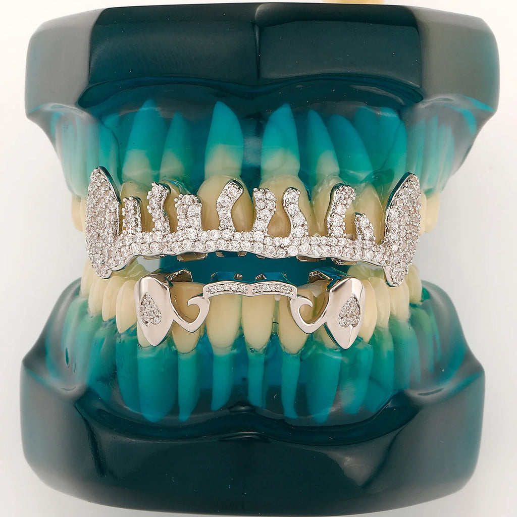 Edgy Trendy Irregular Hollow Star Fangs Teeth Grillz Hip Hop Rapper Street Fashion Halloween Party Wear Novelty Mouth