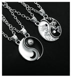 Vintage Sun Moon Tai Chi Necklace for Couple Chinese Style Yin Yang Dragon Pendant Clavicle Chain Best Friends Gift