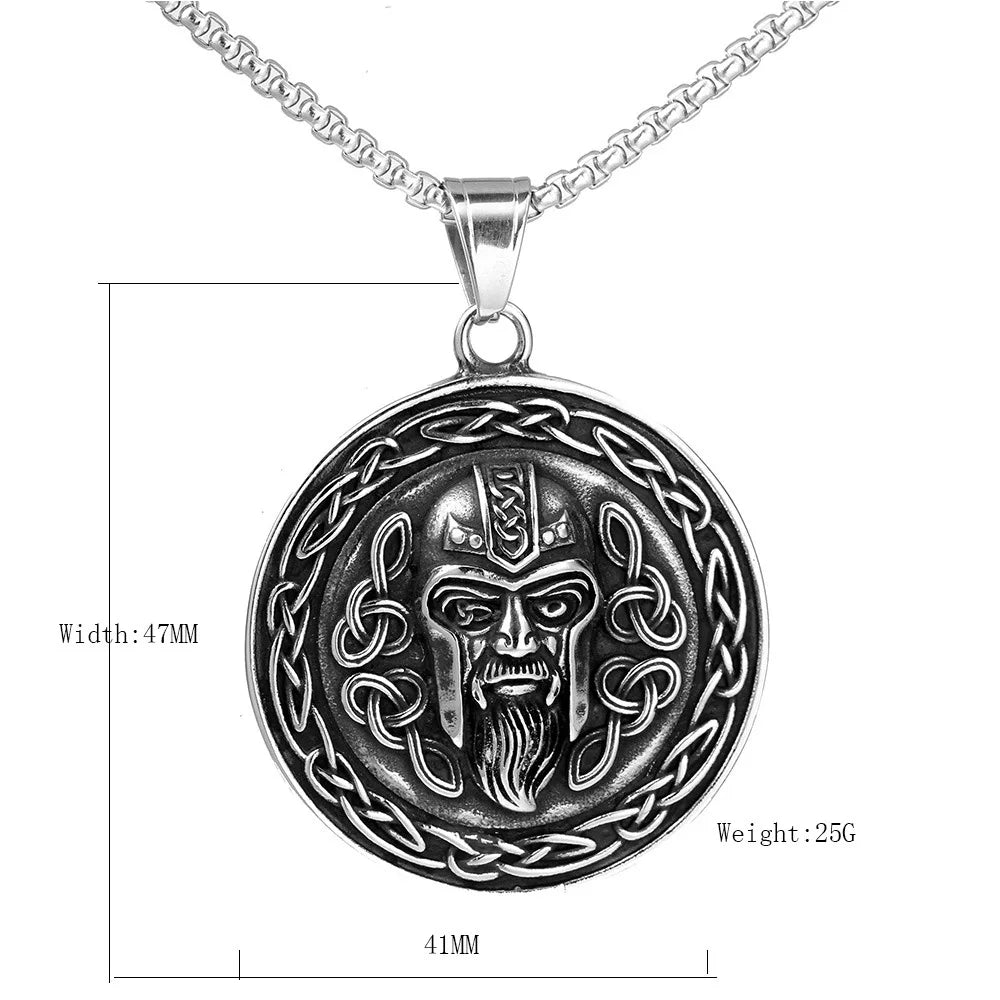 Classic Retro Viking Odin Pendant Necklace Men Knight Necklace Hero Mask Rock Punk Pendant Stainless Steel Accessories Wholesale