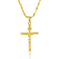 Unisex 24K Gold (AU999) Cross Necklace | Solid gold 3D cross, chiseled holy patterns on matte gold