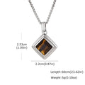 Stylish Natual Stone Necklace for Men,Stainless Steel Geometric Pendant Necklace,New Trend Jewelry Gift