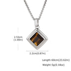 Stylish Natual Stone Necklace for Men,Stainless Steel Geometric Pendant Necklace,New Trend Jewelry Gift