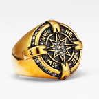 Iced Out Compass Ring — Stainless Steel