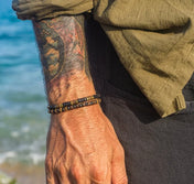 Black Lava Stone Beaded Bracelet — Stainless Steel