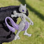 Hip Hop 3A+ CZ Stone Bling Iced Out Cartoon Character Charm Pendants Necklace for Men Rapper Jewelry Purple Gold Silver Color