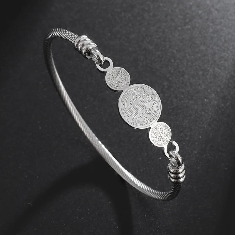 Fashion Design Stainless Steel Curved Tableware Fork Open Bracelet Men and Women Personality Charm Hip Hop Casual