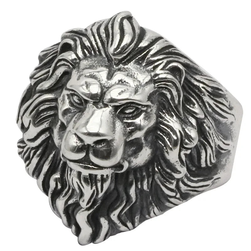 QEENKISS 925 Sterling Silver Ring for Men Father Vintage Adjustable Lion King Ring Fine Jewelries Wholesale Party Gift RG6721