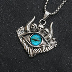 Stainless Steel Evil Eye Skull Pendant Necklace