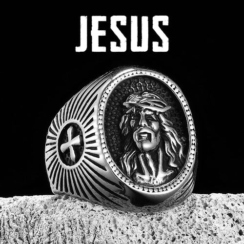 Cross Jesus Ring Stainless Steel