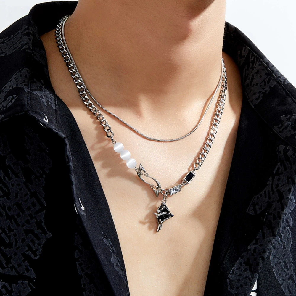 Hip Hop Melting Star Pendant for Man Woman Original Design Non Fading Titanium Steel Lock Chain New Couple Jewelry Kpop