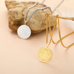 My Shape Saint Benedict Medal Pendant Necklace for Women Men Gold Plated Stainless Steel Round Double Sides Choker Jewelry Gifts