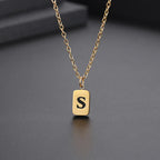 Letter Pendant Square Chain — Gold
