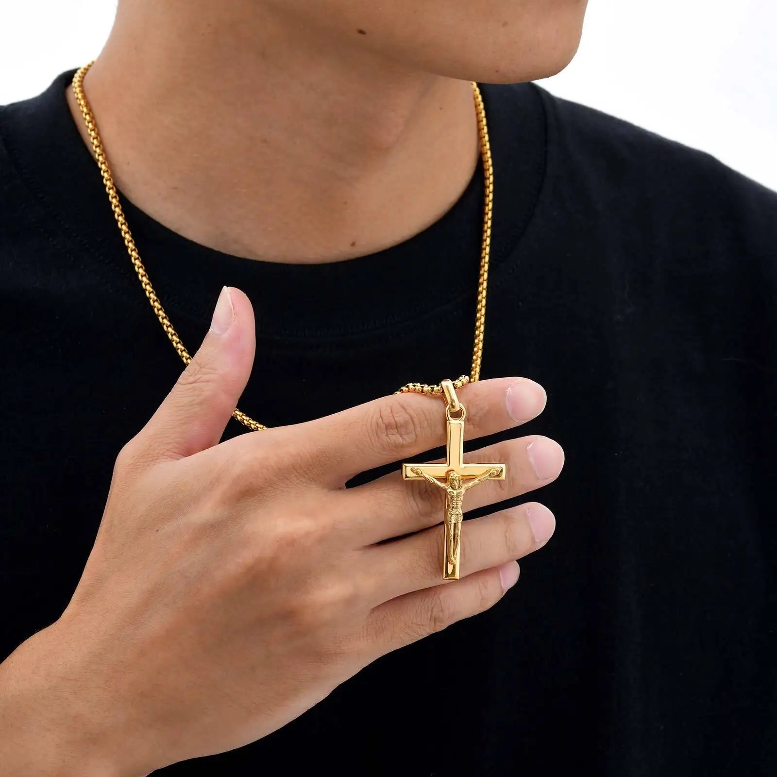 Catholic Cross Pendant Necklace — Stainless Steel