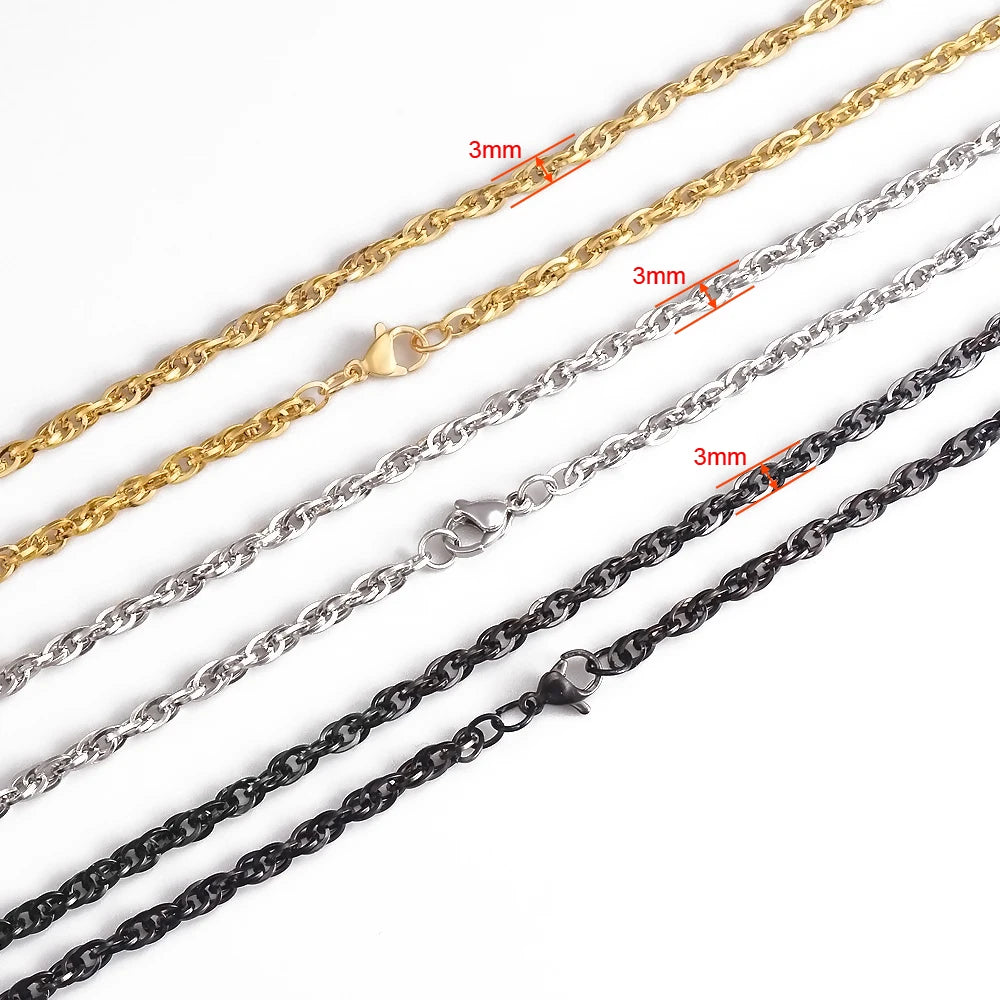 Minimal Stainless Steel Square Chain 3mm