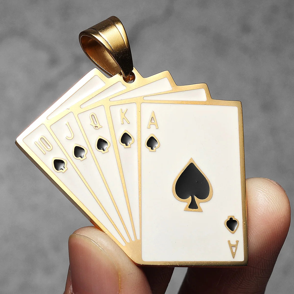 Lucky Poker Flush Pendant Necklace — Stainless Steel