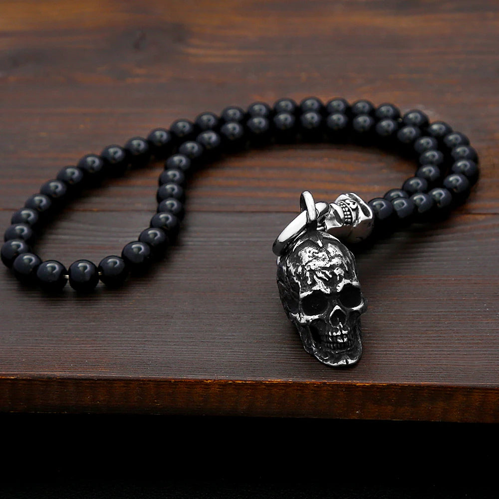 Skull Black Pendant Vintage Punk Rock 50CM Long