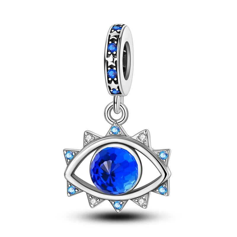 Devil's Eye Cross Charm Pendant — Silver