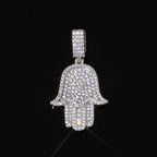 Two-Tone Iced Out Hamsa Pendant Necklace