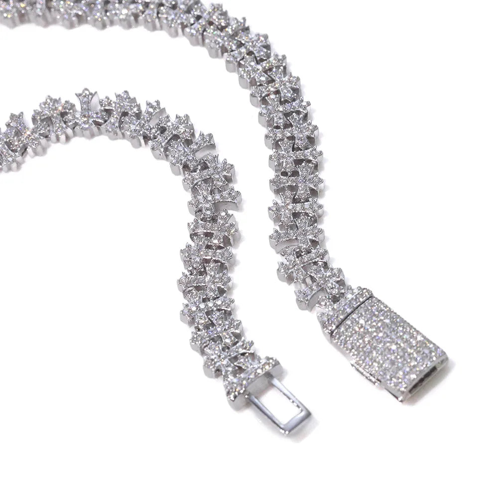Iced Out Cross Chain Necklace Stainless Steel CZ