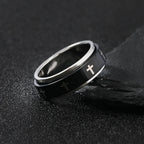 Cross Steel Ring 316L Rotating Style Finger