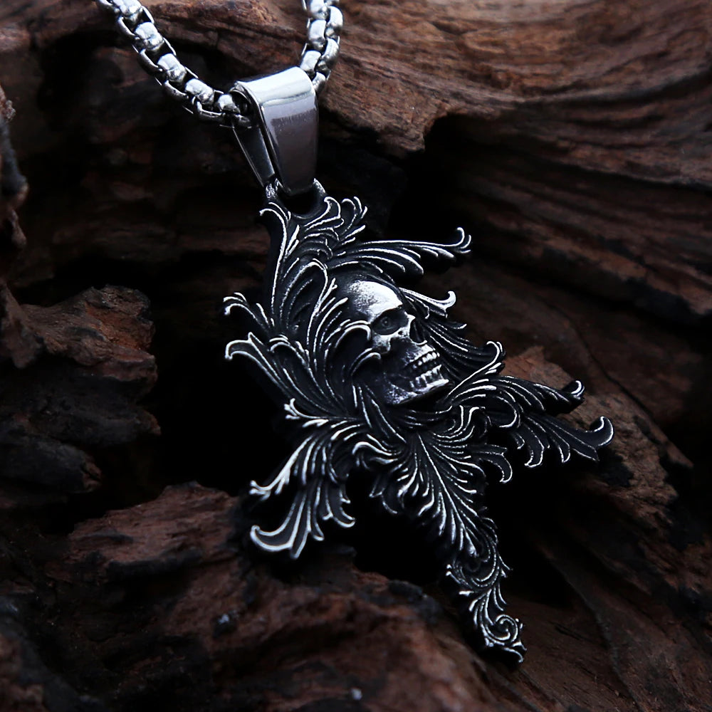 Gothic Death Skull Pendant — Stainless
