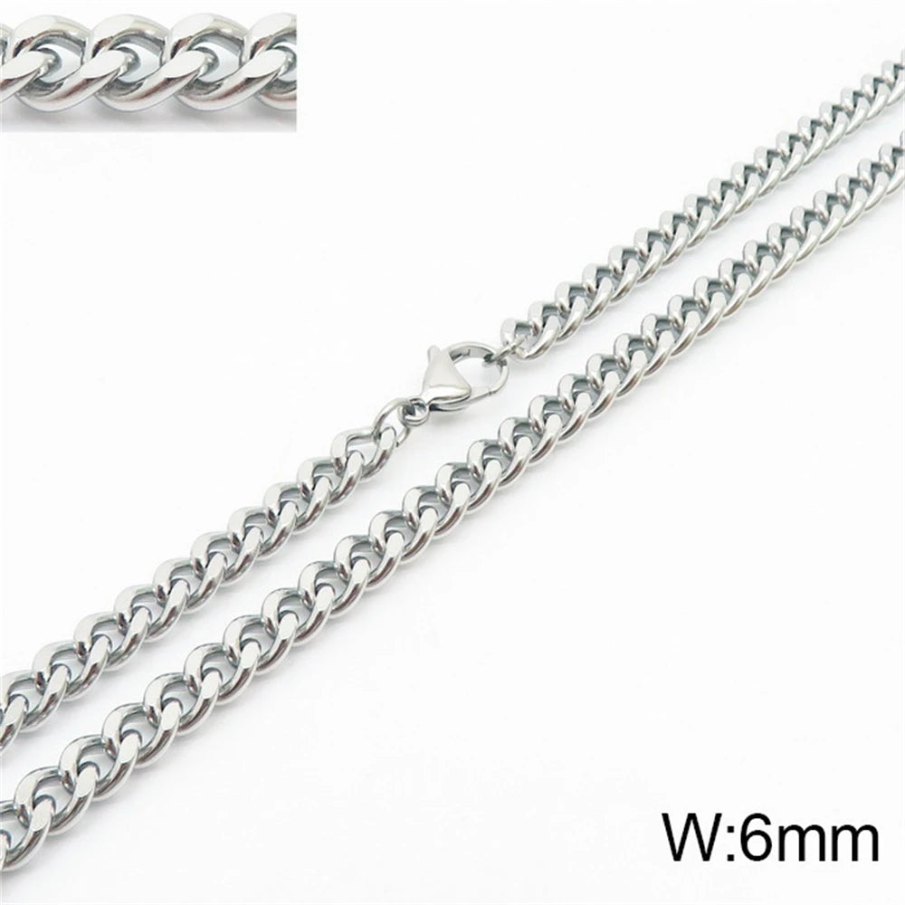 Punk Curb Cuban Link Chain Men Women Stainless Steel Long Necklace Fashion Tide Hip Hop Sweater Accessories Party Jewelry Gifts