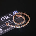 925 Silver VVS Moissanite Tennis Necklace Rose Gold