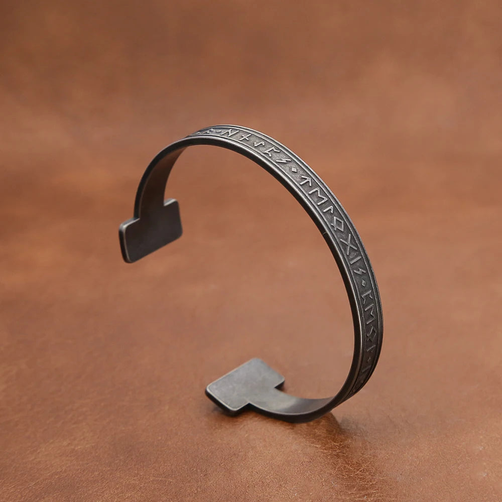 Viking Rune Open Bracelet — Stainless Steel