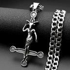 Inverted Cross Stainless Steel Pendant Necklace