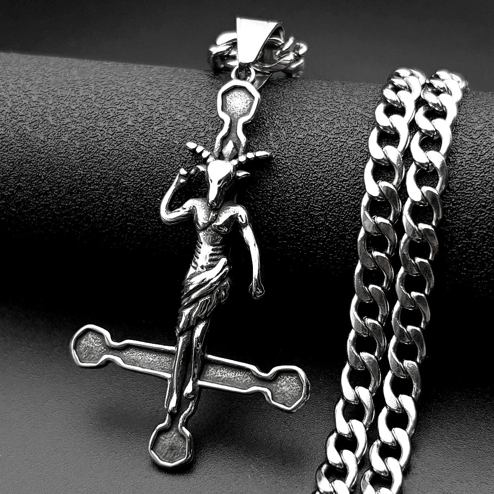 Inverted Cross Stainless Steel Pendant Necklace