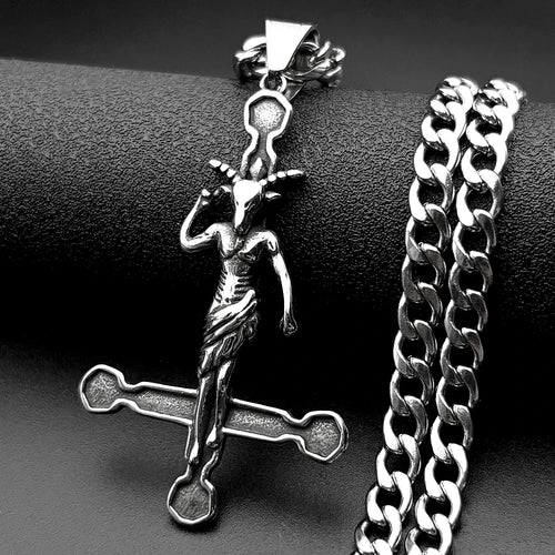 Inverted Cross Stainless Steel Pendant Necklace