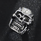 Retro Skull Statement Ring — Silver