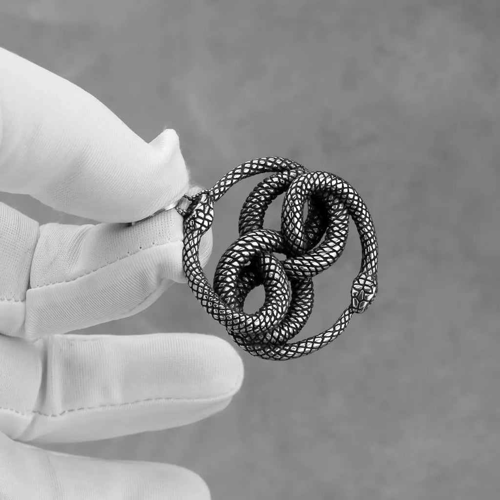 Vintage Double Snake Viper Python Necklace — Stainless Steel
